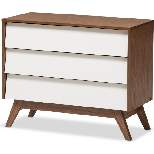 Hildon 3 Drawer Storage Chest in White & Walnut Finish Wood